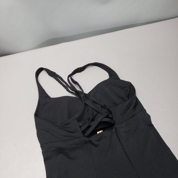 Lucy solid black work out tank top with built in bra women's size XS - Picture 6 of 9